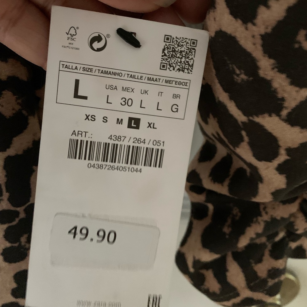 Zara Leopard Pattern Suede Ruched Long Sleeve Dress NWT Women’s Size - L - Picture 13 of 13